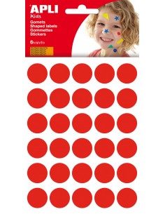 Apli Gomets Redondos Ø 20mm - 180 Unidades en 6 Hojas - Adhesivo Permanente - Desarrollo de Habilidades y Creatividad -