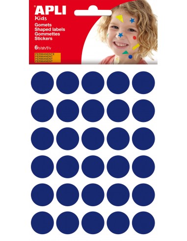 Apli Gomets Redondos Ø 20mm - 180 Unidades en 6 Hojas - Adhesivo Permanente - Desarrollo de Habilidades y Creatividad -