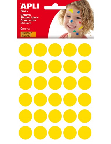 Apli Gomets Redondos Ø 20mm - 180 Unidades en 6 Hojas - Adhesivo Permanente - Desarrollo de Habilidades y Creatividad -