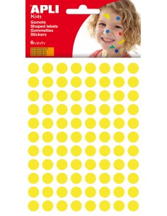 Apli Gomets Redondos Ø 10.5mm - 6 Hojas con 528 Gomets - Adhesivo Permanente - Desarrollo de Habilidades y Creatividad -