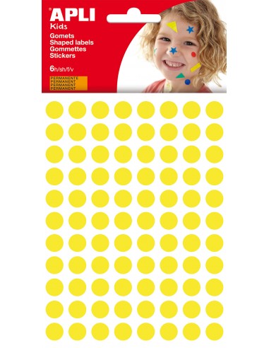 Apli Gomets Redondos Ø 10.5mm - 6 Hojas con 528 Gomets - Adhesivo Permanente - Desarrollo de Habilidades y Creatividad -