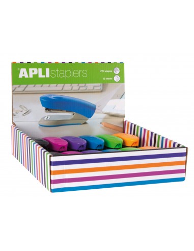 Apli Expositor de Grapadoras Home - Tamaño 92mm - Compatible con Grapas N 10 - 12 Unidades en Colores Surtidos