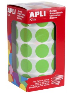 Apli Gomets Redondos Ø 20mm Verde Claro con Adhesivo Permanente - 59 Hojas Pretroqueladas - 1.770 Gomets por Rollo - Normas