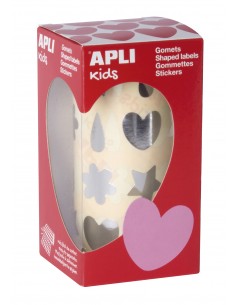 Apli Gomets Formas Surtidas Plata - 720 Gomets por Rollo - Adhesivo Permanente - Facil Separacion