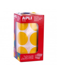 Apli Gomets XL Redondos Ø 33mm Amarillo Adhesivo Permanente - 59 Hojas Pretroqueladas - 708 Gomets por Rollo