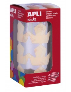 Apli Gomets Estrella Plata Metalizado - 33mm - Adhesivo Permanente - 708 Gomets por Rollo - Facil Separacion