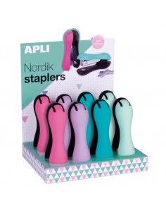 Apli Nordik Collection Grapadora Ergonomica Soft - Grapas N 22 6-24 6 - Capacidad de 40 Hojas - Horizontal Vertical -