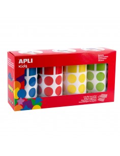 Apli Gomets Geometricos Surtidos Parchis - 20mm - Adhesivo Permanente - 8260 Gomets - 59 Hojas Pretroqueladas - 35 Gomets por