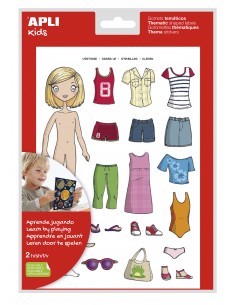Apli Bolsa de Gomets Tematicos Vestirse Niña - 37 Gomets - Adhesivo Removible - Desarrollados con Educadores - Normas EN-71