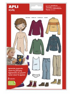 Apli Bolsa de Gomets Tematicos Vestirse Niño - 35 Gomets - Adhesivo Removible - Desarrollados con Educadores - Normas EN-71