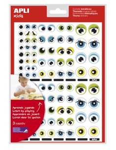 Apli Gomets Tematicos con Ojos - 312 Gomets - Identificacion de Emociones y Expresiones - Desarrollo de Habilidades Motoras -