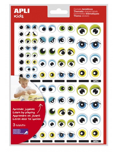 Apli Gomets Tematicos con Ojos - 312 Gomets - Identificacion de Emociones y Expresiones - Desarrollo de Habilidades Motoras -