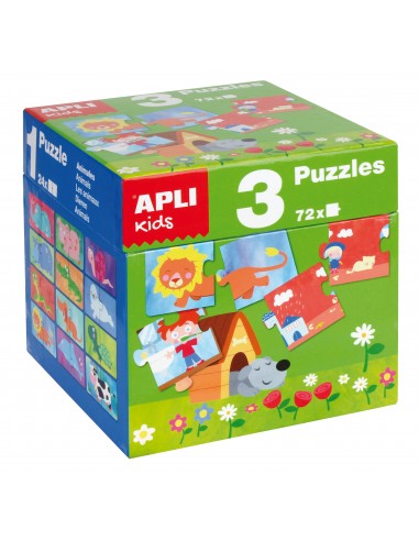 Apli Puzles Educativos - 24 Piezas de 7x7cm - Desarrollo de Habilidades y Capacidades - Tematicas-Animales-Casa y