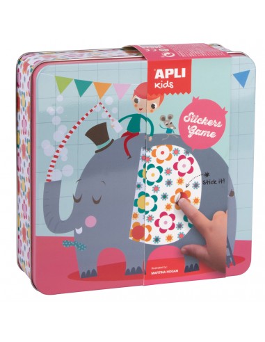 Apli Kids Juego de Gomets Elefante - 16 Laminas para Rellenar con Gomets - 10 Hojas de Gomets Removibles de Formas
