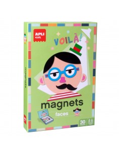 Apli Kids Juego Magnetico Caras Divertidas - Escenario Imantado de 28x18cm - 30 Fichas para Crear Personajes - Fomenta la