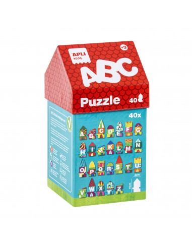 Apli Puzle de Letras Casitas - 40 Piezas de Diferentes Tamaños - Facil Manejo y Piezas Resistentes - Carton de 2mm con
