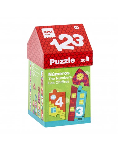 Apli Puzle Educativo de Numeros y Series - 30 Piezas de Diferentes Tamaños - Piezas Resistentes y Seguras - Facil Manejo -