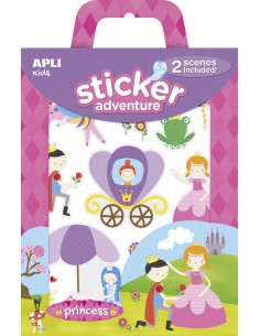 Apli Juego de Pegatinas de Papel Princesas - 2 Escenarios 45x20cm - 39 Gomets Removibles - Formato Reducido con Cajita Asa -