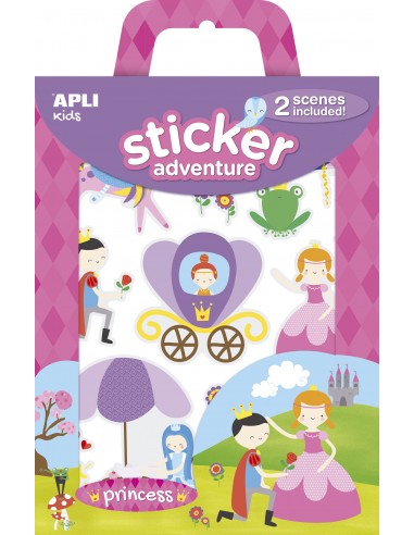 Apli Juego de Pegatinas de Papel Princesas - 2 Escenarios 45x20cm - 39 Gomets Removibles - Formato Reducido con Cajita Asa -