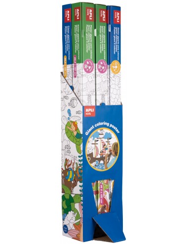 Apli Expositor de Posteres Gigantes para Pintar - Tamaño 180x96.5 mm - 6 Rollos con 2 Modelos-Mundo Marino y Bosque Magico