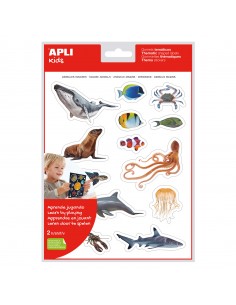 Apli Gomets Tematicos Realistas Animales Marinos - 30 Gomets Tematicos por Bolsa - Imagenes Realistas de Animales Marinos -