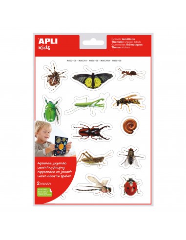 Apli Bolsa de Gomets Tematicos Realistas Insectos - 28 Gomets Tematicos por Bolsa - Imagenes Realistas de Insectos - Adhesivo