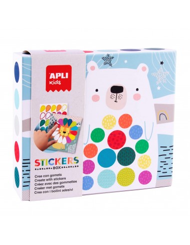 Apli Juego de Gomets Oso - 8 Laminas Ilustradas de 200G - 8 Hojas de Gomets Removibles Geometricos - Libro Guia con Ejemplos