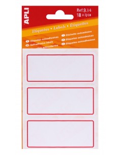 Apli Etiquetas Adhesivas Escolares Basicas - Tamaño 78x34mm - Ribete Rojo - 6 Hojas (18 Etiquetas) - Adhesivo Permanente de