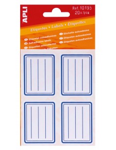 Apli Etiquetas Adhesivas Escolares Basicas - Tamaño 50x38mm - Ribete Azul - Adhesivo Permanente - Ideal para Marcar e