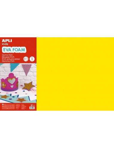 Apli Goma Eva Amarilla 600x400 - 5 Hojas de Tamaño Grande y Flexible