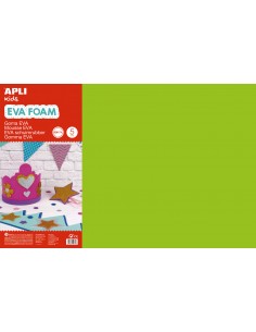 Apli Goma Eva Verde Claro 600x400 - 5 Hojas de Tamaño Grande y Flexible - Ideal para Manualidades y Decoracion
