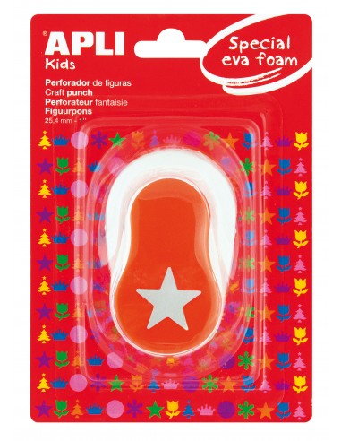 Apli Perforadora Estrella - Figura de 25.4mm - Perfora Papel-Carton-Cartulina y Goma Eva de Hasta 2mm - Deposito de Facil