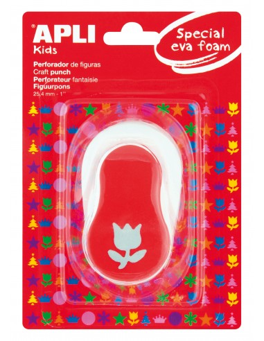 Apli Perforadora de Papel y Goma Eva en Forma de Tulipan - Tamaño de Figura 25.4mm - Perforadora de Alta Calidad para Papel