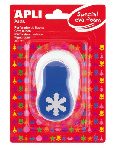 Apli Perforadora Copo de Nieve - Figura de 25.4mm - Perfora Papel-Carton-Cartulina y Goma Eva de Hasta 2mm - Deposito de