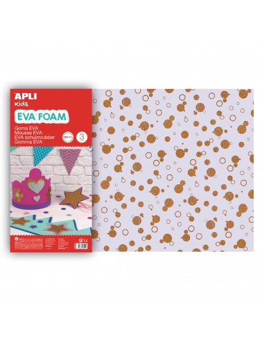 Apli Goma Eva Impresa Purpurina Circulos 600x400 - 3 Hojas Brillantes y Resistentes