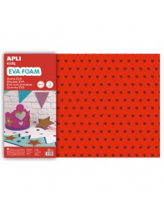 Apli Goma Eva Impresa Purpurina Corazones 600x400 - 3 Hojas de Tamaño Grande y Brillantes