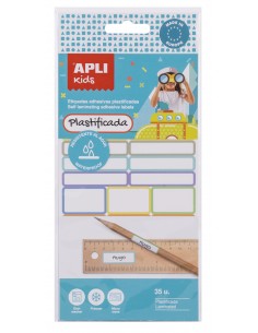 Apli Etiquetas Plastificadas Surtidas - Tres Tamaños-46.5x10mm (14)-30.5x19mm (3)-30.6x11mm (18) - Alta Calidad y