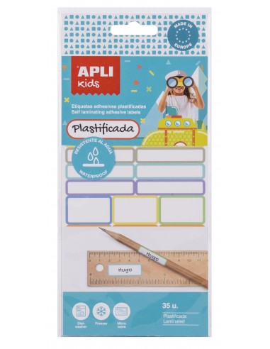 Apli Etiquetas Plastificadas Surtidas - Tres Tamaños-46.5x10mm (14)-30.5x19mm (3)-30.6x11mm (18) - Alta Calidad y