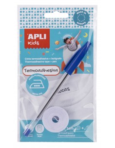 Apli Cinta Termoadhesiva para Marcar Ropa - 10mmx2m - 70-Poliester y 30-Algodon - Resistente a Lavadora y Secadora - Facil