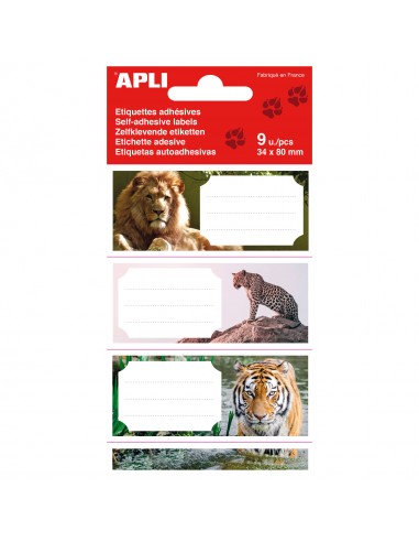 Apli Etiquetas Adhesivas Escolares Selva - Tamaño 81x36mm - 9 Etiquetas por Bolsa - Adhesivo Permanente de Alta Calidad -
