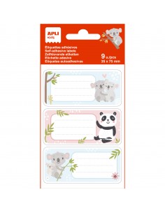 Apli Etiquetas Adhesivas Escolares Koala - Tamaño 81x36mm - 9 Etiquetas por Bolsa - Adhesivo Permanente de Alta Calidad -