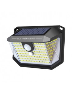 Elbat Aplique Solar LED 150lm con 3 Caras de Iluminacion - Sensor de Movimiento - Panel Solar Integrado 5.5V-0.33W - Bateria