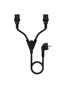 Nanocable Cable de Alimentacion CEE7 Macho a 2x C-13 Hembra 1.80m - Color Negro