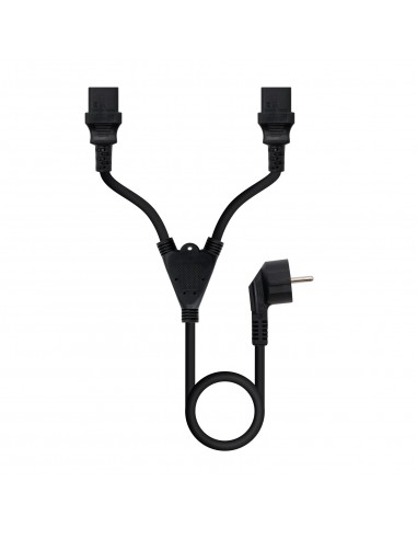 Nanocable Cable de Alimentacion CEE7 Macho a 2x C-13 Hembra 1.80m - Color Negro