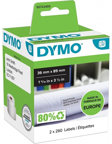 Dymo LW 99012 Etiquetas Originales de Direccion Grandes Autoadhesivas - 36x89mm - 520 Unidades - S0722400