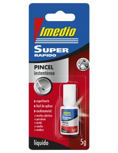 Imedio Super Rapido Pegamento Instantaneo Bote con Pincel de 5gr - Transparente - Multimaterial