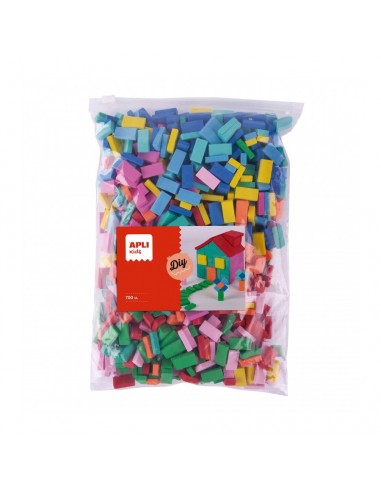 Apli Kids Bolsa de 700 Ladrillos de Goma EVA - Tamaño 20x10x5mm - Colores Surtidos