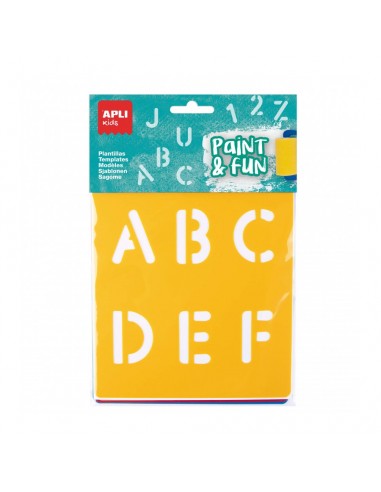 Apli Kids Bolsa de 6 Plantillas de Letras y Numeros - 26 Letras y 10 Numeros - Polipropileno Flexible - Lavables - Colores