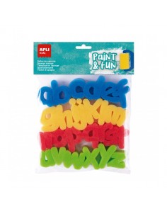 Apli Kids Paint & Fun Pack de 26 Sellos de Esponja Modelo abc para Estampacion - Formas de Letras Minisculas - Colores