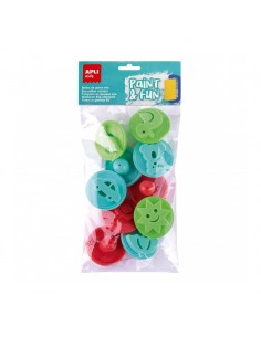 Apli Kids Paint & Fun Pack de 10 Sellos de Goma EVA para Estampacion - Con Mango de Plastico - Formas y Colores Surtidos